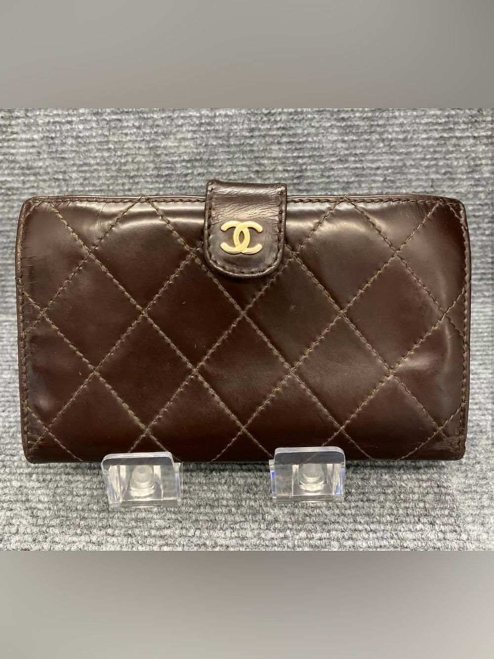 CHANEL Chocolate Quilted Leather Wallet
